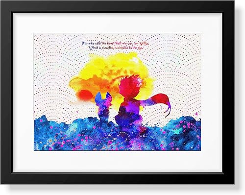 Miniatura 3 de Uhomate Juego de 4 piezas de lienzo con texto en inglés "The Little Prince" (El Principito Zorro, El Pequeño Príncipe, Zorro, El Pequeño Príncipe,