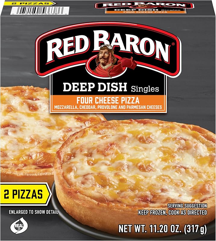 Red Baron Deep Dish Singles 4 Cheese Pizza, 11.2 oz (congelado), 2 unidades (paquete de 1)