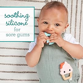 Infantino Sweet Tooth Silicone Teethers, Textured Baby Teething Toy, Ice Cream and Donut, 2-Pack