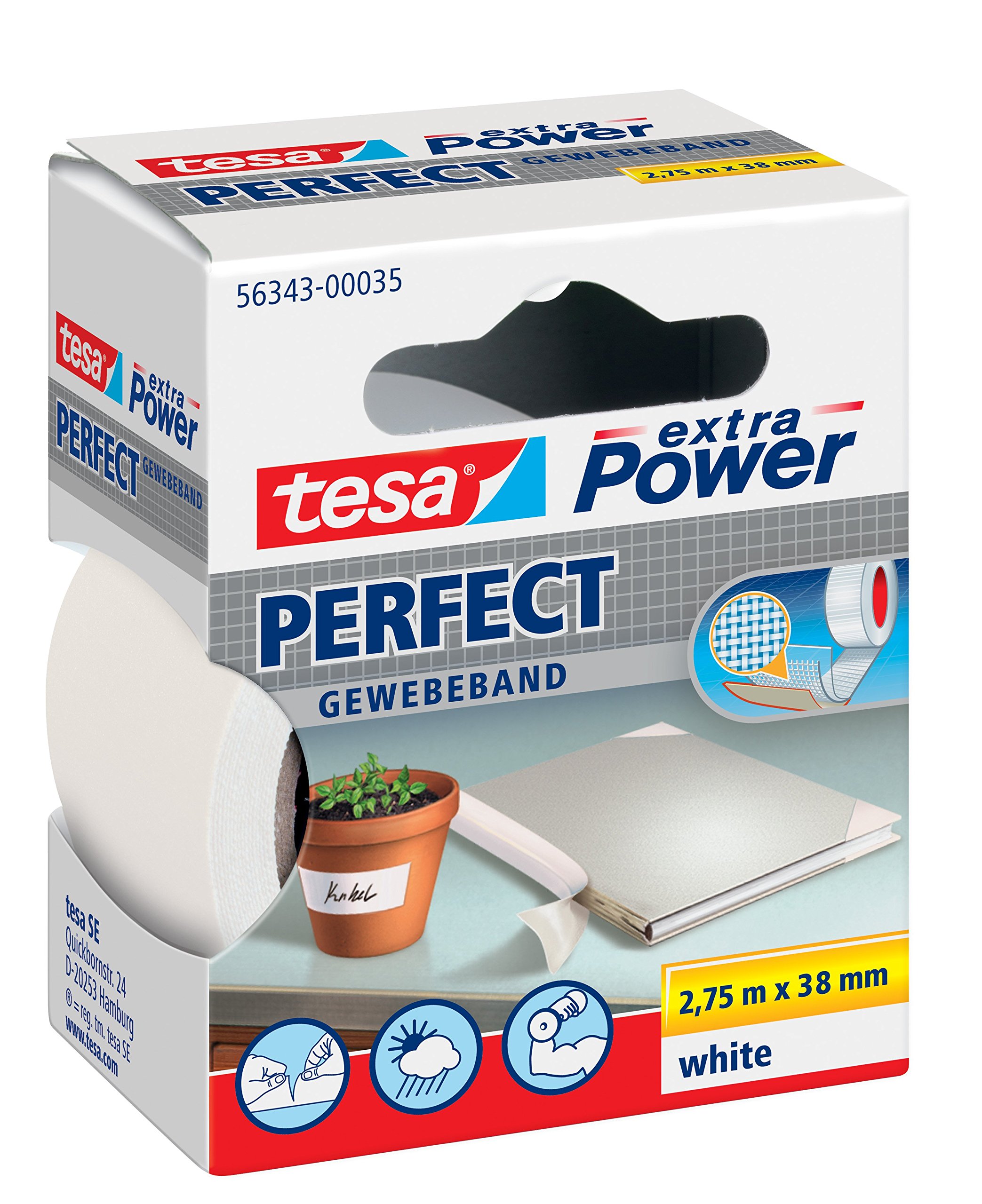 Tesa extra power fabric tape, 2.75 m: 19 mm. — image 1