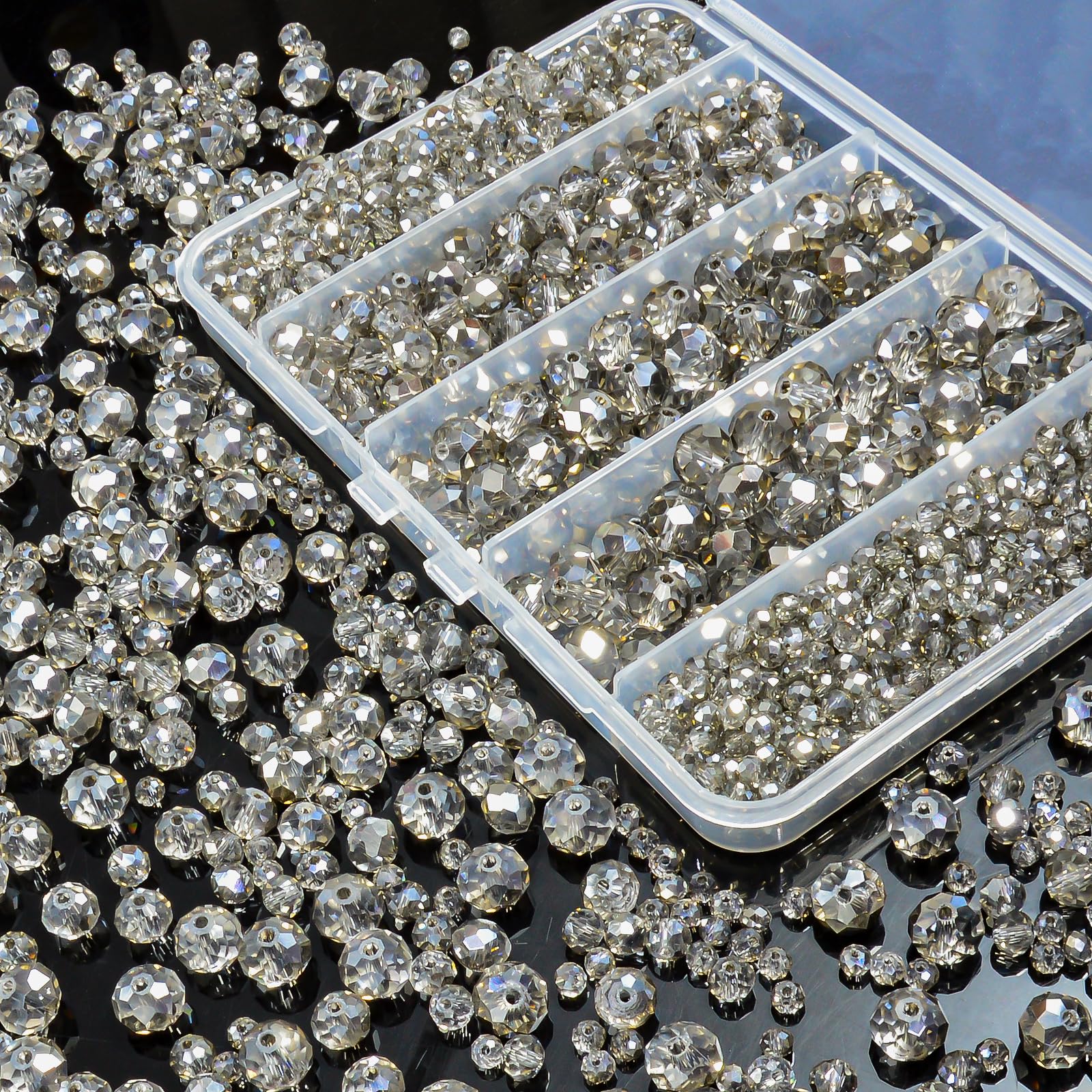 Laopottbeads 800Pcs 4/6/8/10mm Crystal Glass Beads for Jewelry Making Beads for Bracelets Necklace Pendants Making Supplies(Gray) โ image 1