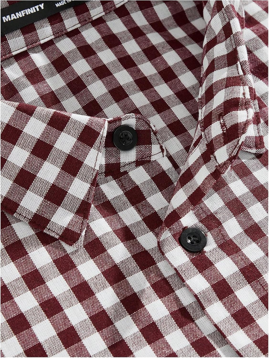 SHENHE Men's Plaid Button Down Short Sleeve Cropped Shirt Gingham Collared Shirt Top - Image 4
