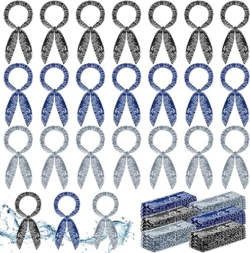 Silkfly 24 Pcs Ice Cooler Scarf Cooling Neck Wraps Cooling Bandana Cooling Headbands for Men Women Neck Bandanas for Summer