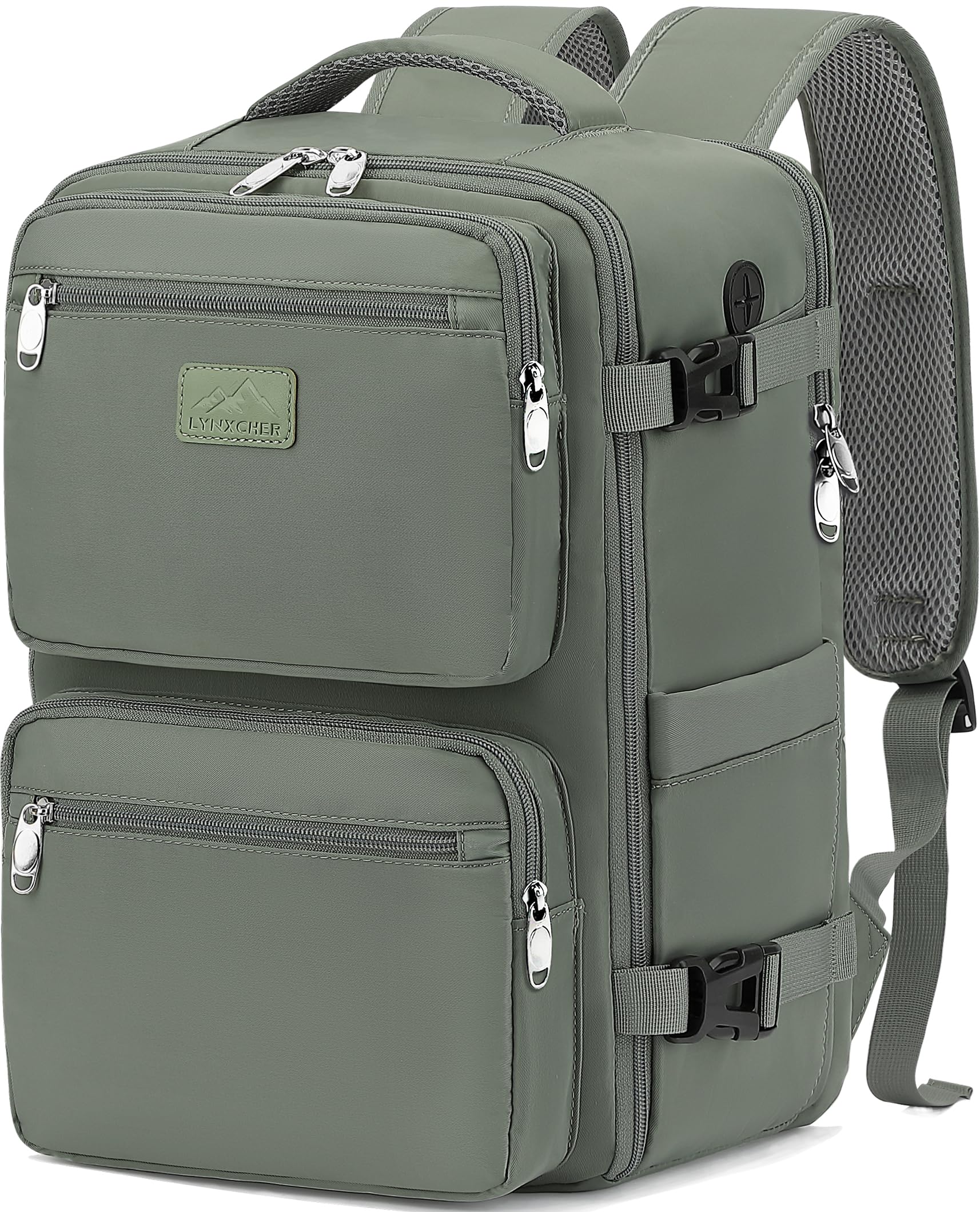LYNXCHER Zaino da Viaggio Easyjet 45x36x20 Bagaglio a Mano Aereo 30L Borsa da Cabina per Uomo e Donna per Laptop da 15.6 Pollici Verde Chiaro