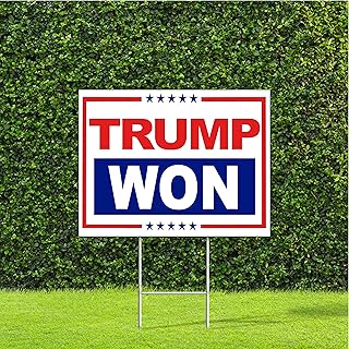 Trump Won, Republican Political Red White & Blue Yard Sign with Metal H Stake