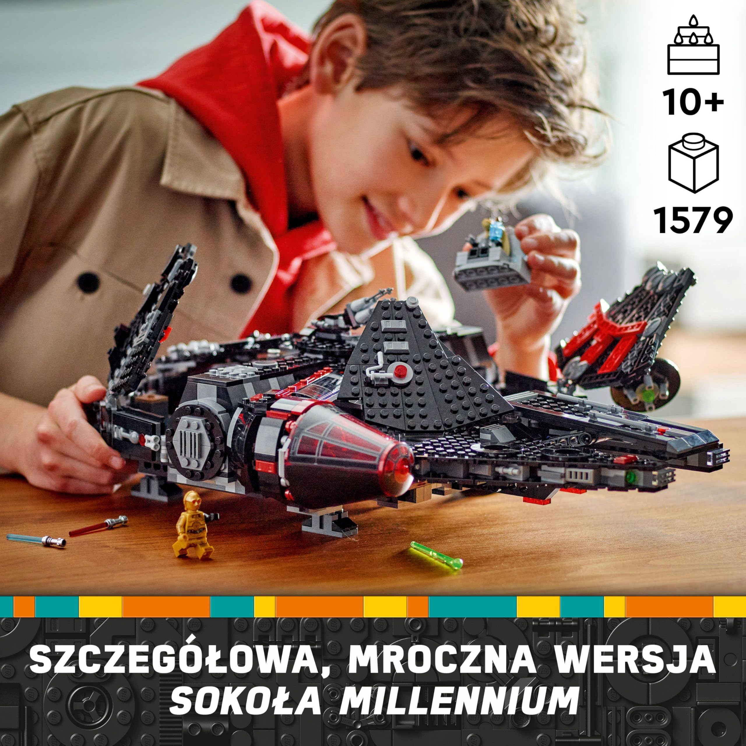 LEGO Star Wars Mroczny Sokół Millennium 75389 | Statek kosmiczny, zabawka dla 10-latka, prezent Star Wars dla dzieci, klocki dla chłopca i dziewczynki, 1579 elementów
