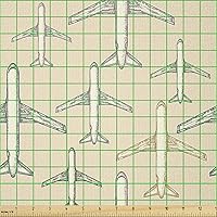 Vista 135 de Ambesonne Tela de Fiesta Popstar por Yarda, Estilo de Dibujos Animados Garabatos Dibujados a Mano Tema Musical Impresión de Arte Lineal, Tela