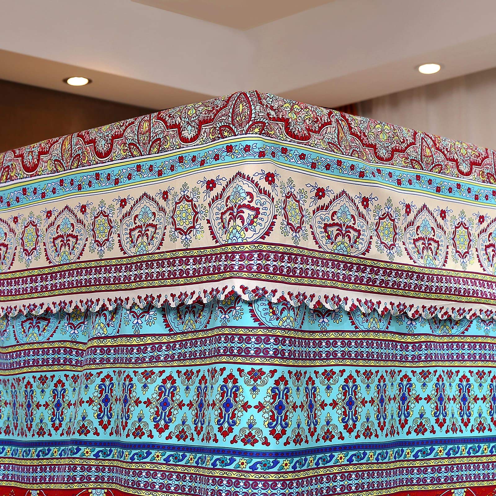 ZIQINPSQ Bed Canopy Canopy Bed Curtains, Bohemian 4 Corner Post Bed Curtains for Adults Girls Bedroom Decor (Double, Multicolor A) - Image 4