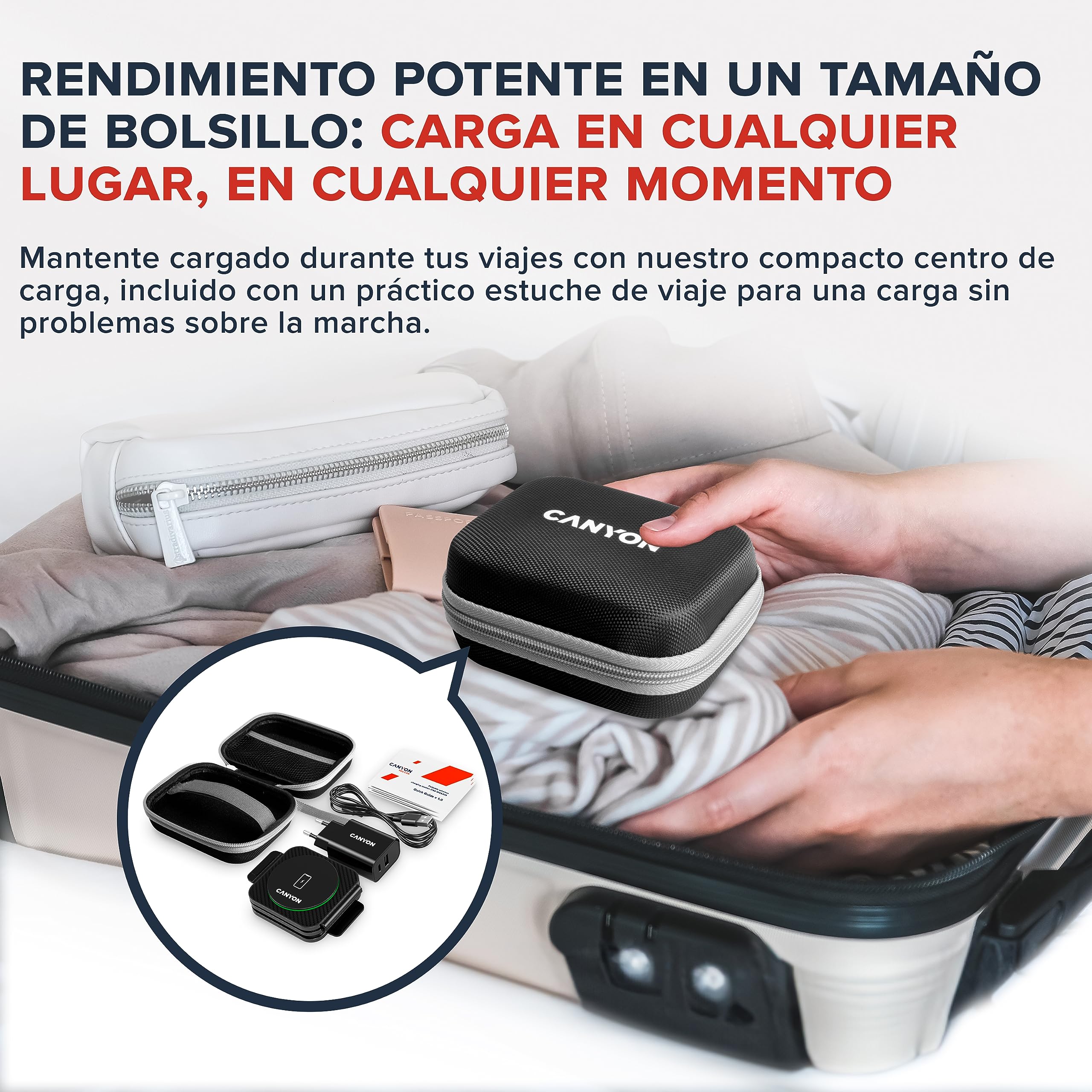 Canyon 3 en 1 Wireless Charger Base Cargador 18 W Estacion de Carga Rapida Compatible con iPhone, Watch, Airpods – Cargador Inalambrico Rapido 3 in 1 Viajes