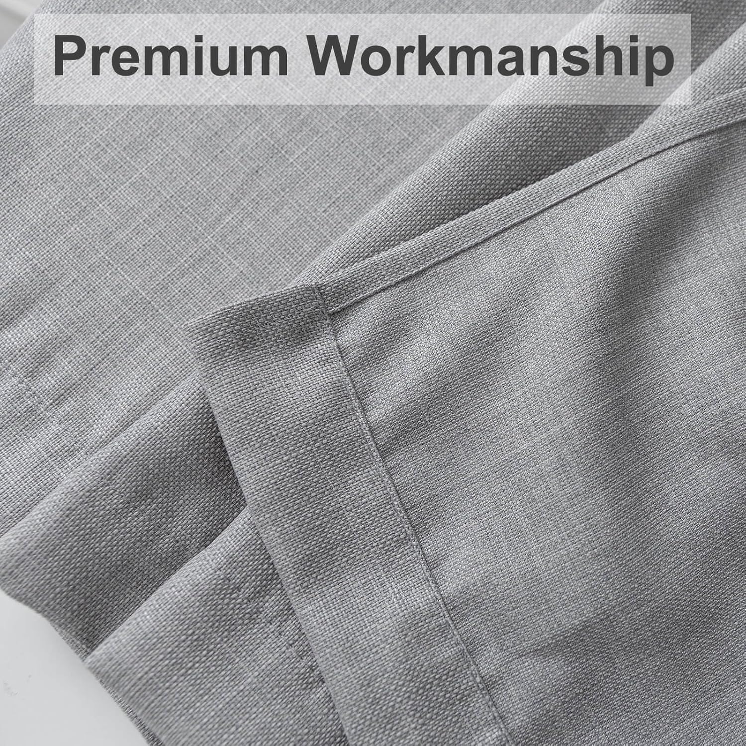 Linen Textured Curtains, 96 Inch Curtains 2 Panel Set, Light Filtering Semi Sheer Drapes, Elegant Grommet Top Window Treatments for Living Room/Bedroom/Dining Room