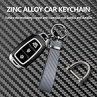 Vista 3 de Turcee Llavero de fibra de carbono para automóvil, accesorios para interiores de automóviles, llaveros de cuero para automóvil, accesorios