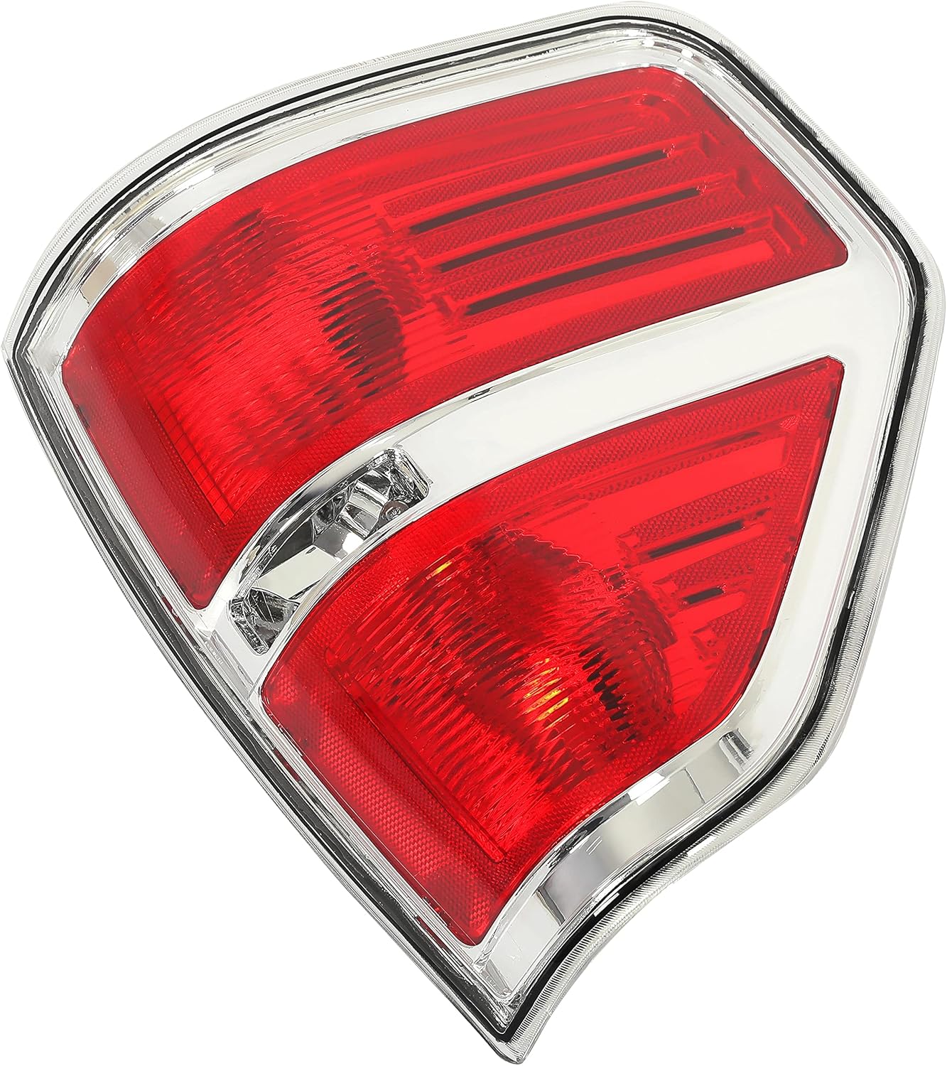 Passenger Side Brake Tail Light Compatible For Ford F150 F-150 2009 2010 2011 2012 2013 2014, Right Rear Side Lamp Red Lens Chrome Trim