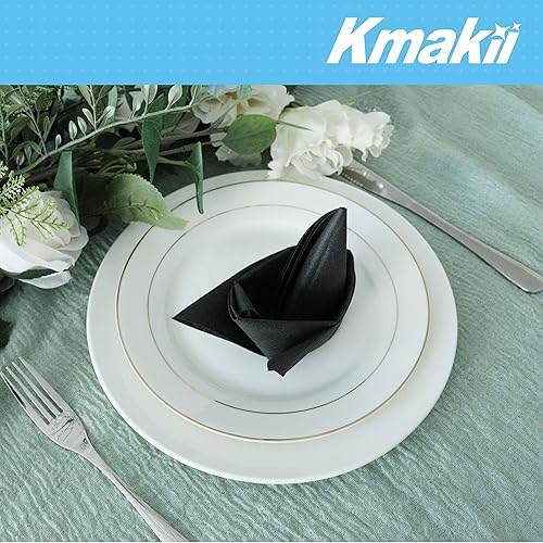 Miniatura 9 de KMAKII Servilletas desechables negras de papel de colores con tacto de lino, servilletas de tela de primera calidad, ideales para restaurantes,