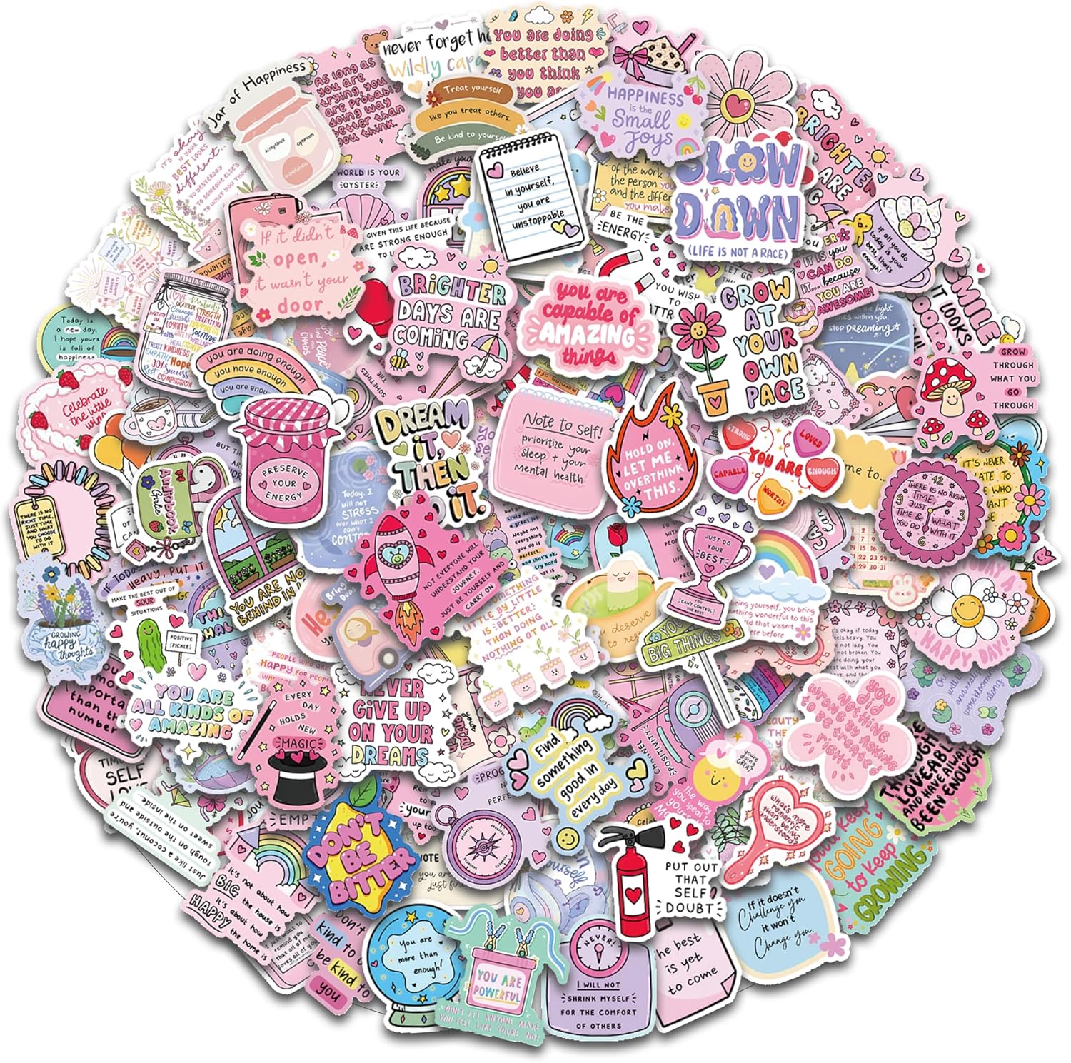 200 Pcs Inspirational Holographic Stickers for Adults,Vinyl Cute Positive Motivational Aesthetic Boho Journal Stickers for Water Bottles Laptops Adult Teen Kid