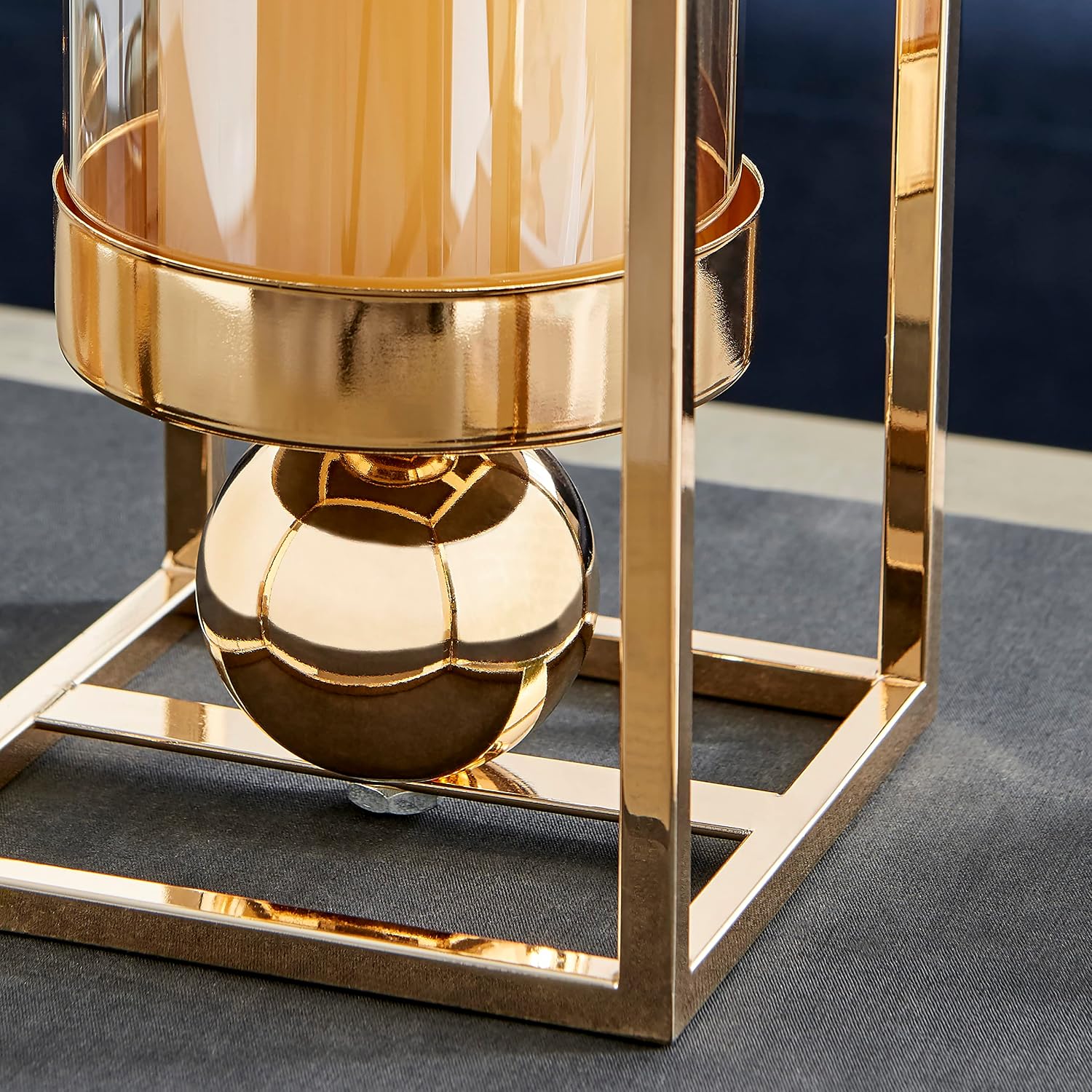 Danya B. Luna Warm Gold Tinted Glass Large Hurricane Candle Holder