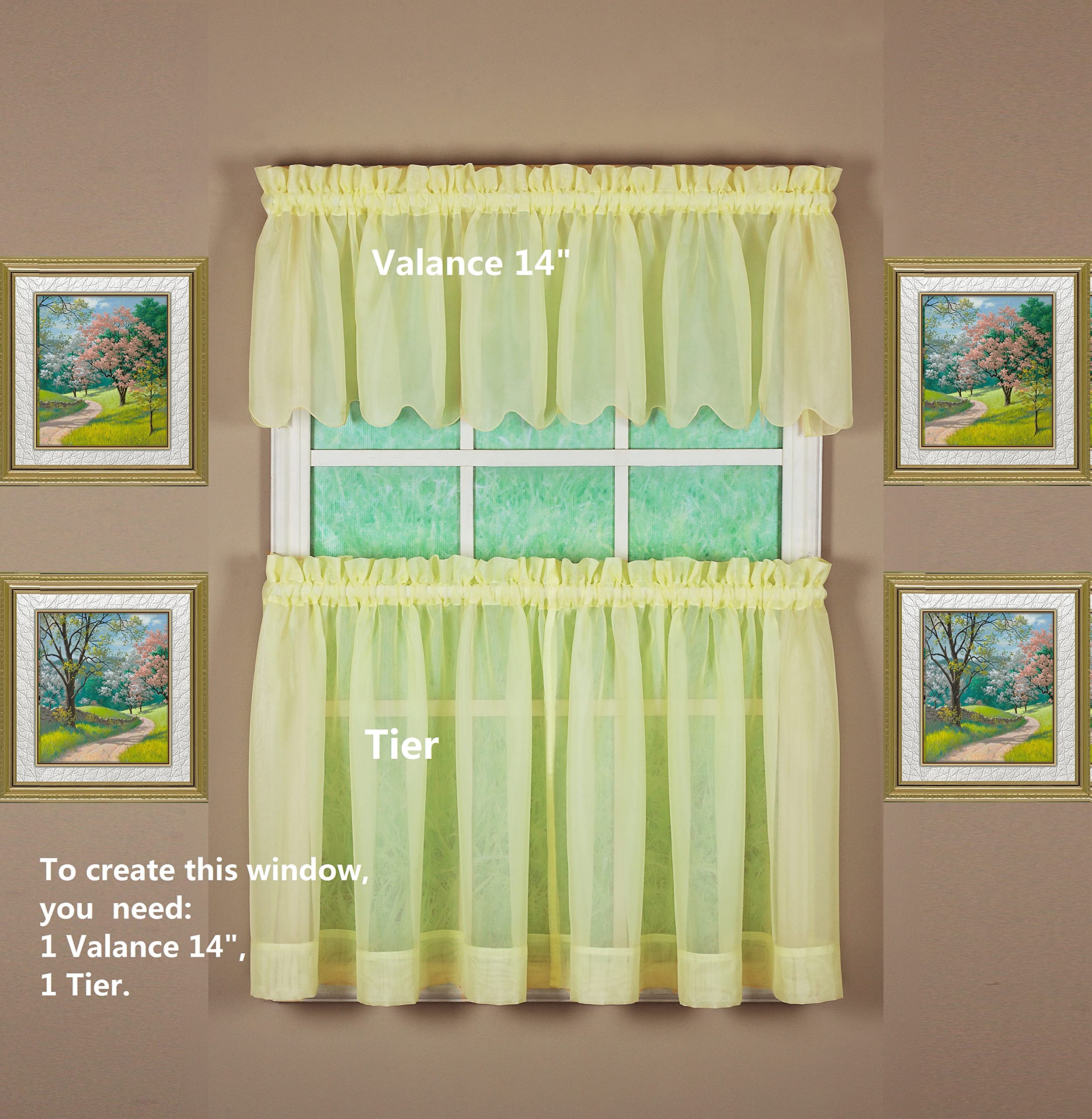 Today's Curtain Emelia Original Voile Valance 14", Yellow, 60" W x 14" L, W 60" x L 14" (1 Panels) - Image 4