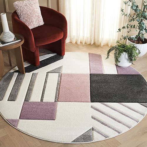 Miniatura 9 de SAFAVIEH Hollywood Collection - Alfombra para pasillo, 2 pies 3 pulgadas x 6 pies, marfil y azul pavo real, diseño moderno de mediados de siglo, no