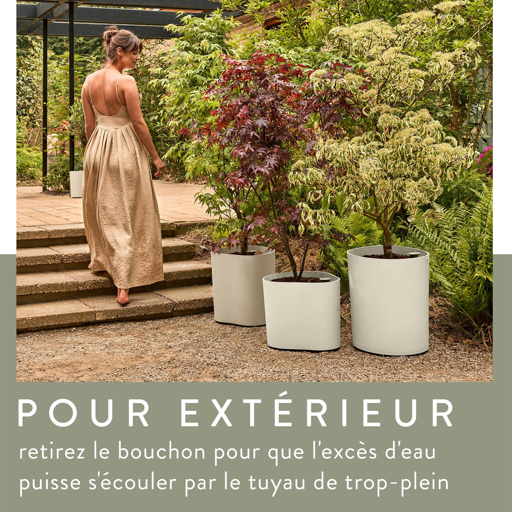 Elho Eden Aquacare High 40cm Pot de Fleur - Taupe Doux