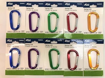 10PCS, 5/16"*3-1/8" Aluminum Spring Snap Hook, Assorted Color