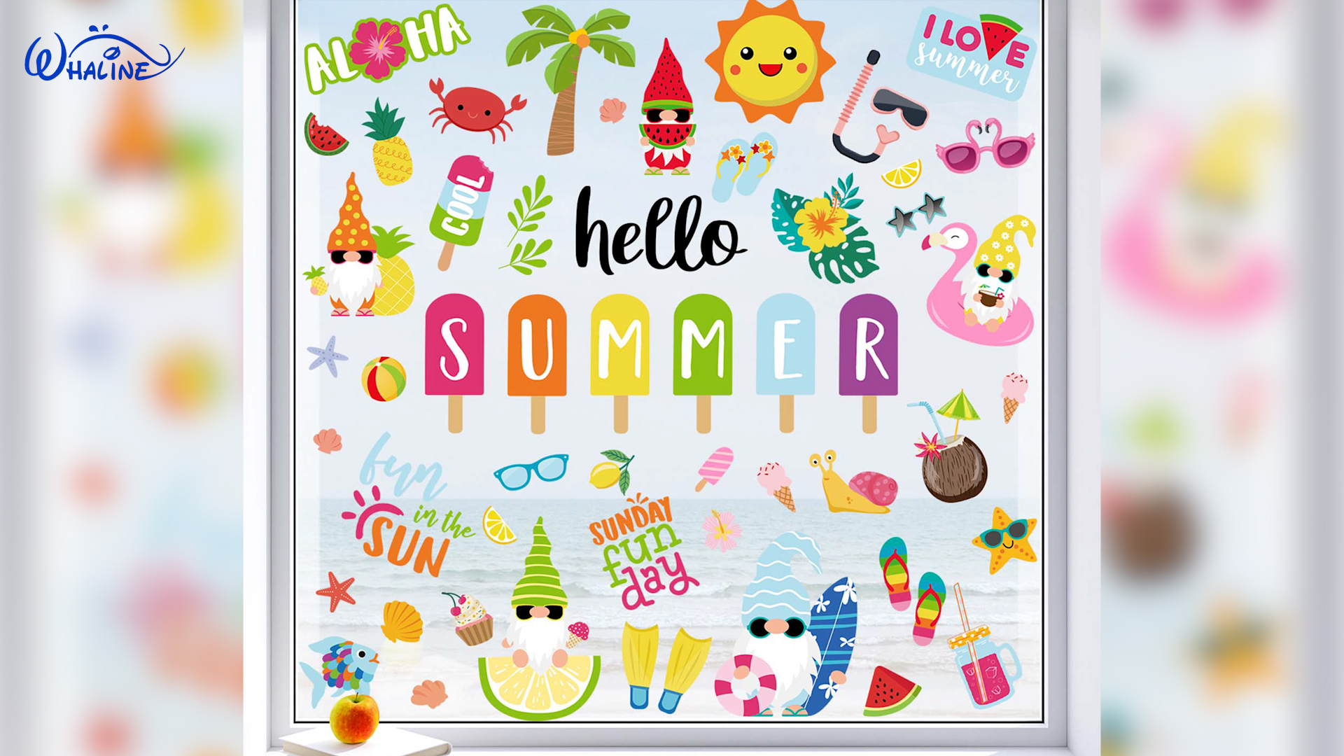 Amazon.com: Whaline 9 Sheets Summer Window Clings Cartoon Gnome