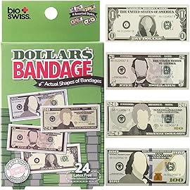 BioSwiss Bandages, Money Shaped Self Adhesive Bandage Set, Latex Free, Sterile Wound Care, 24 Count