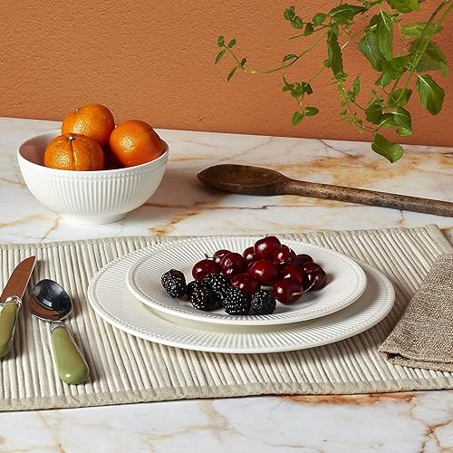 Miniatura 2 de Tabletops Gallery - Vajilla redonda de porcelana blanca con relieve, resistente a los arañazos