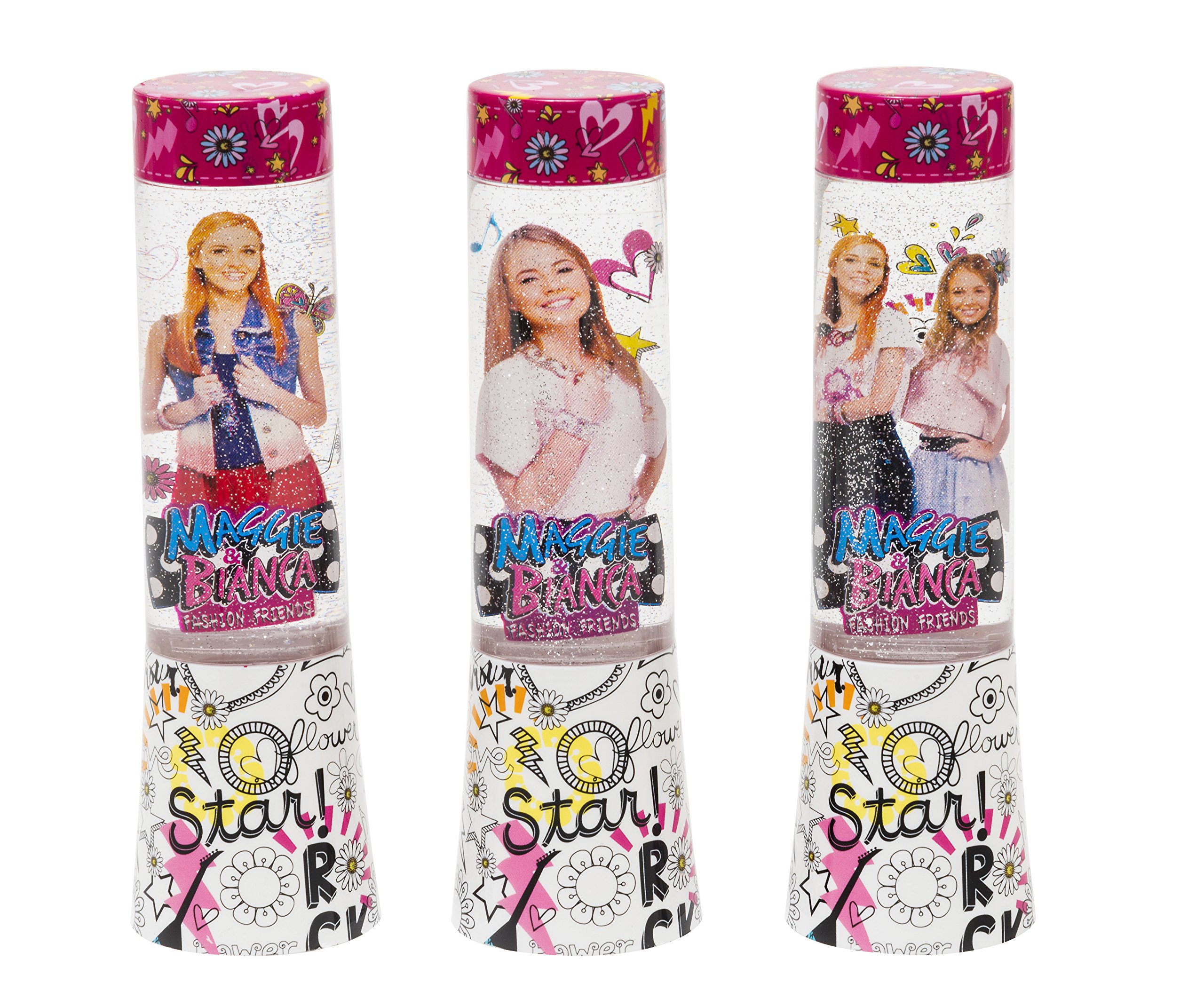 Joy Toy 66932_12 Maggie and Bianca LED Glitter Lamps 4.5 x 4.5 x 15 cm in Tube Packaging Battery Operated 3 Different Delivery You Will Receive One of These Designs at Random