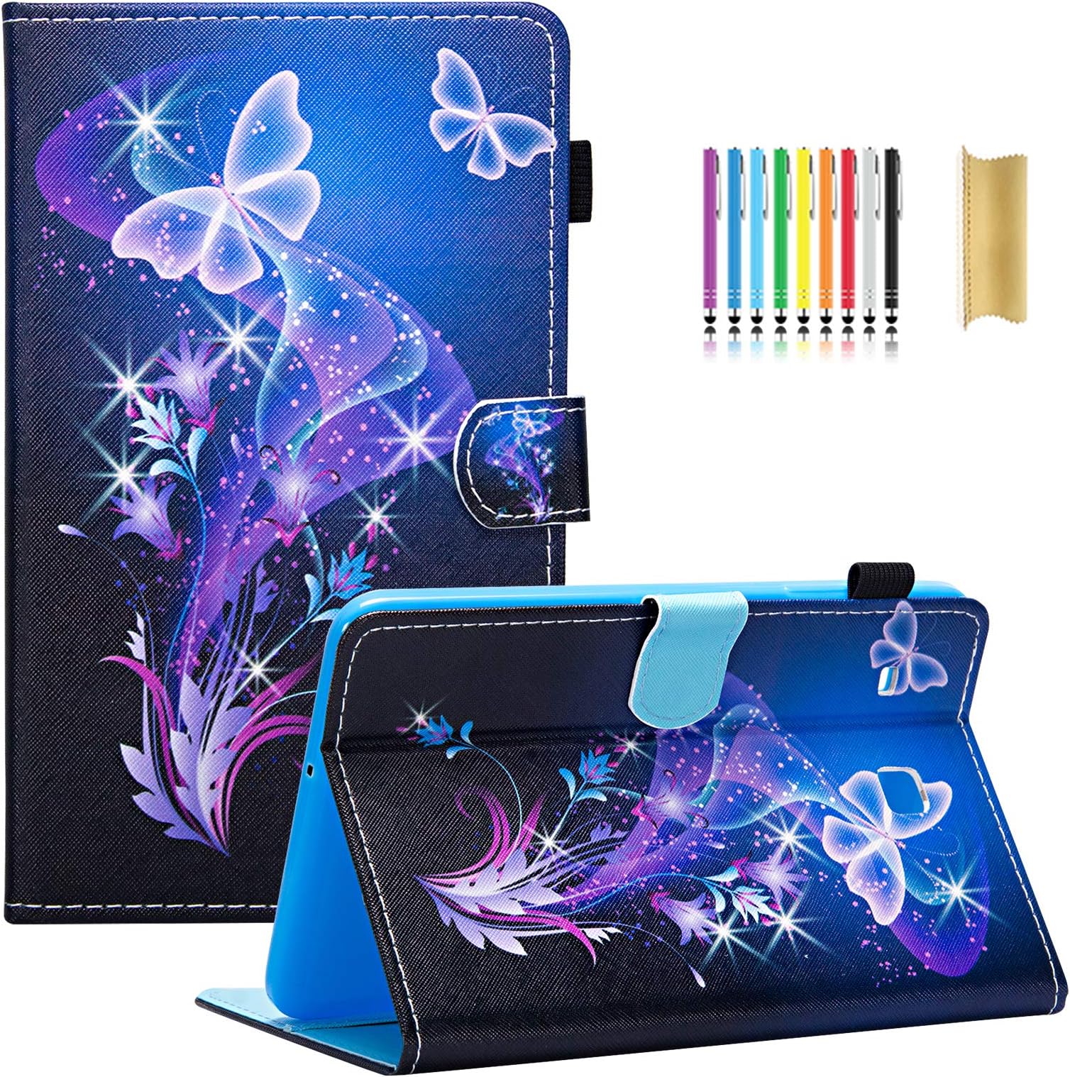 Dteck Case for Samsung Galaxy Tab E 8.0" Case- Slim Lightweight Stand Folio Cover Case [Card Slot] Wallet Case for Samsung Tab E 8.0 SM-T378 / Tab E 8.0-inch SM-T375 / SM-T377 Tablet, Purple Butterfly