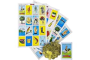 Loteria Mexicana Jumbo Tradicional for 10 Players, Bingo with Coins