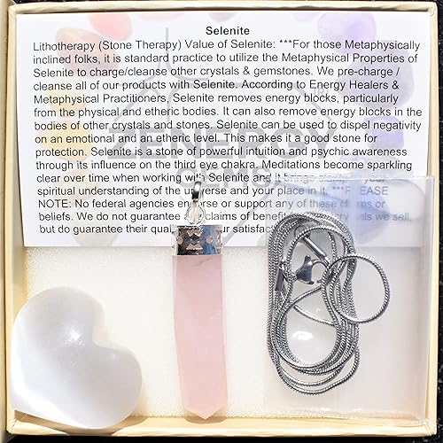 Miniatura 6 de Zenergy Gems - Dije perfecto con piedra preciosa natural cargada del Himalaya, cadena de plata de 20, corazón de carga de selenita incluido