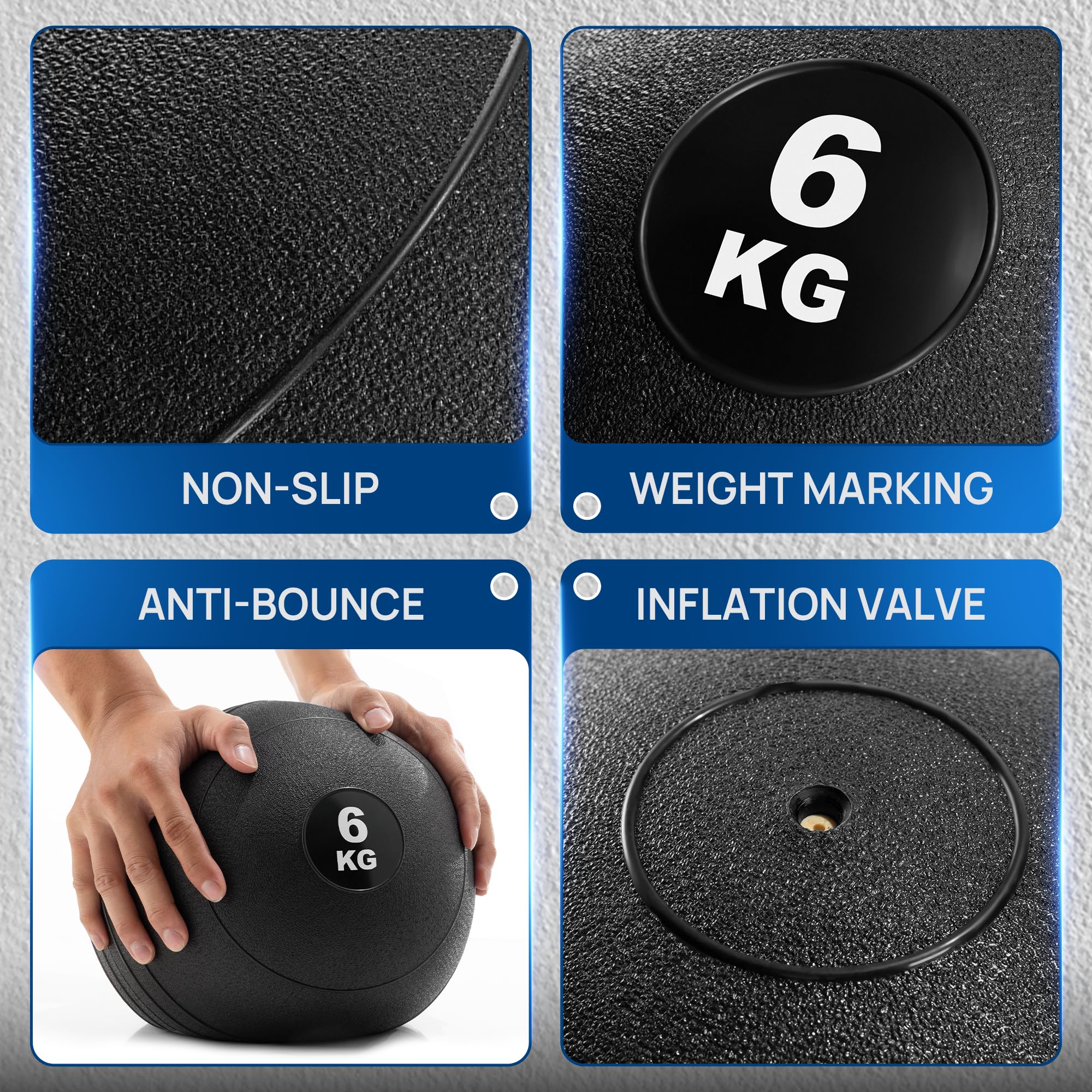 Yes4All Slam Ball - Smooth - KGs - 6KG, Schwarz