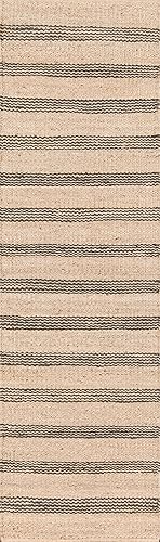 Novogratz by Momeni Montauk - Alfombra de área interior 100% yute tejida a mano, 2 pies 3 pulgadas x 10 pies, color carbón disponible en Yaxa Peru