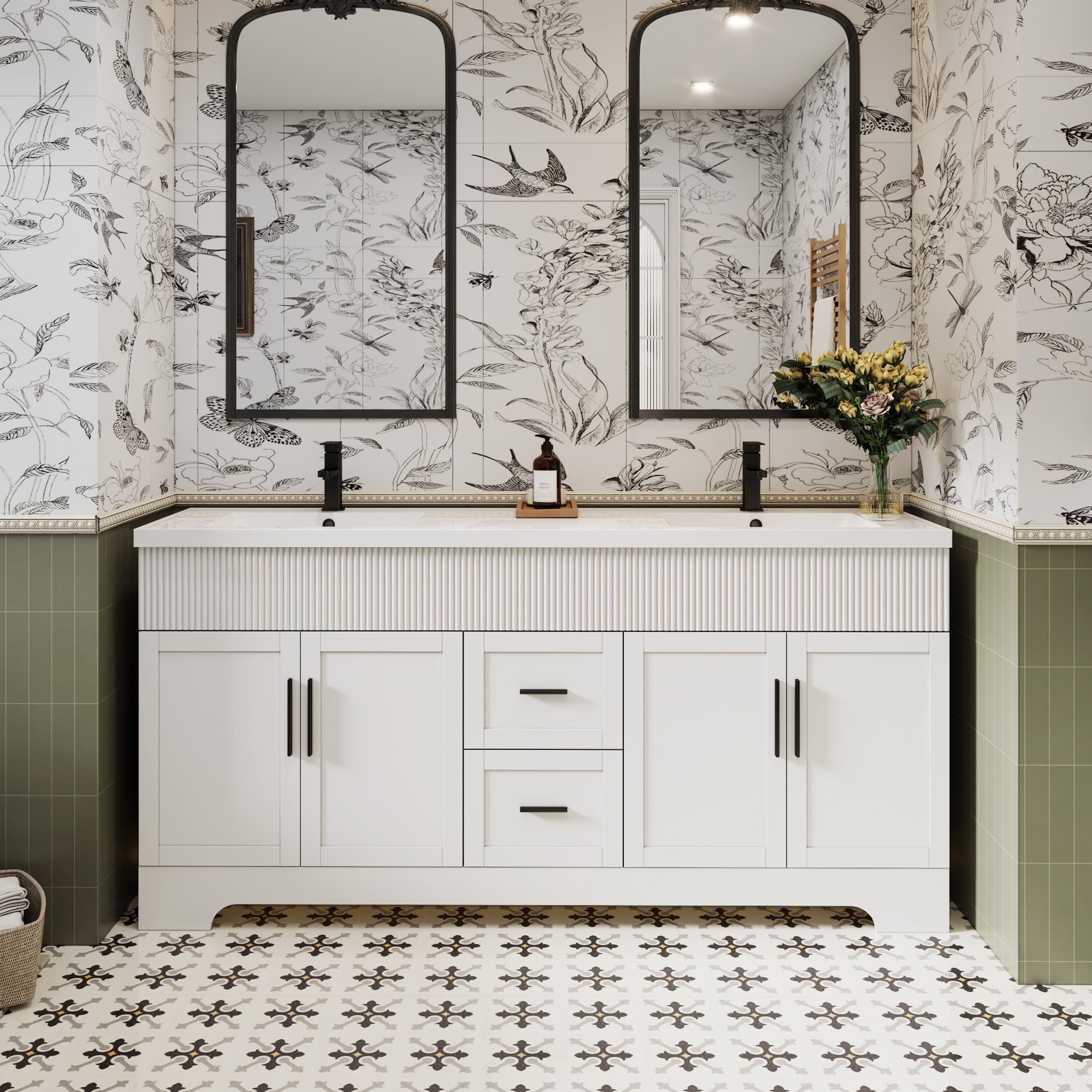 eclife 72 inch double sink bathroom vanity white