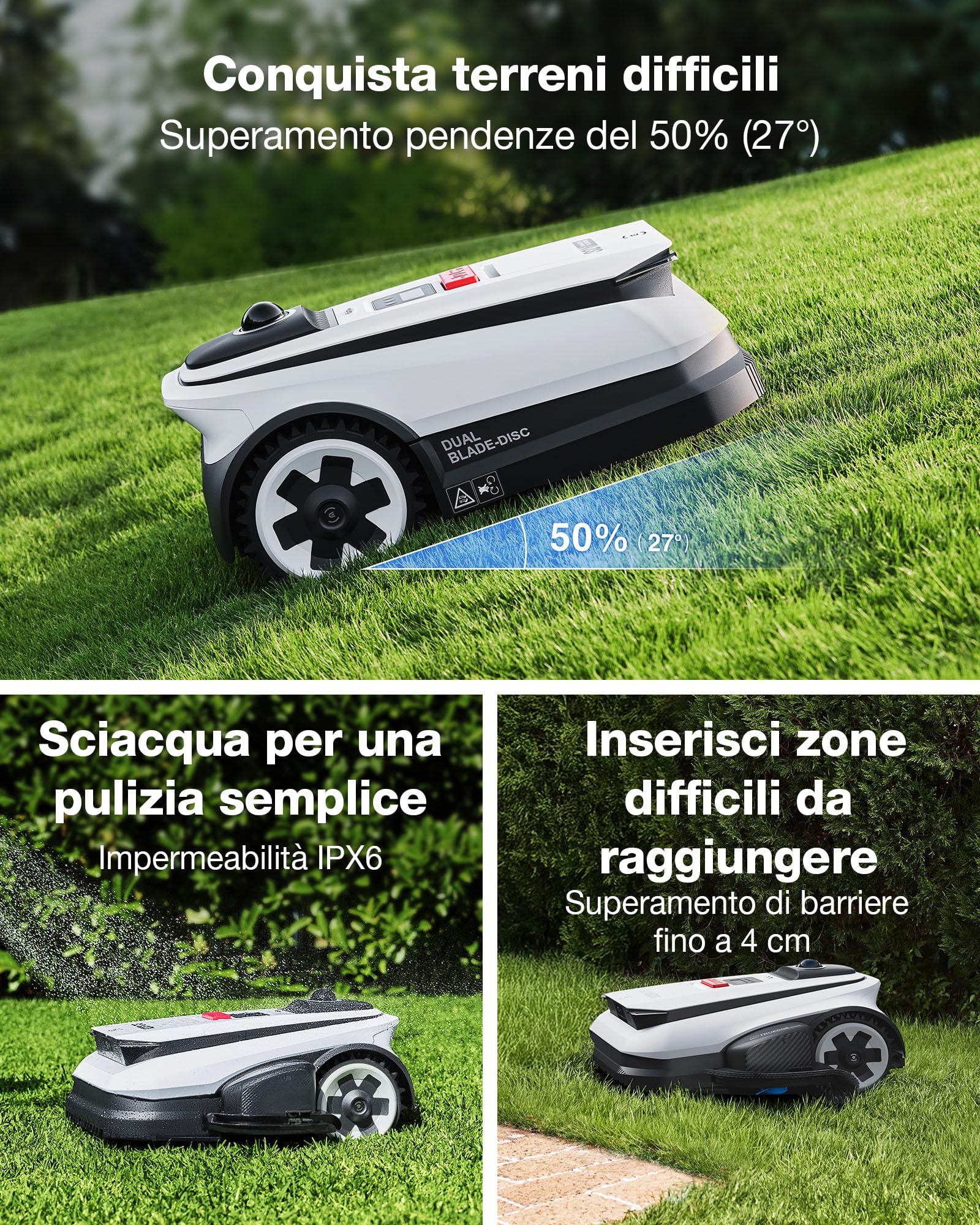 ECOVACS Goat A1600 LiDAR PRO Robot Tosaerba,Include Garage, senza Cavo Perimetrale, per Aree Fino a 1600 M², Navigazione Dual-LiDAR a 360°, Mappatura Automatica