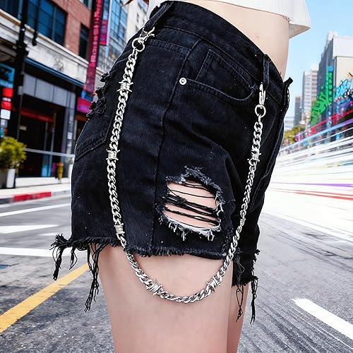 Miniatura 62 de Cadenas punk unisex para pantalones, cadenas de cinturón de alta resistencia, pantalones de hip hop, cadena de jeans con cierres de langosta