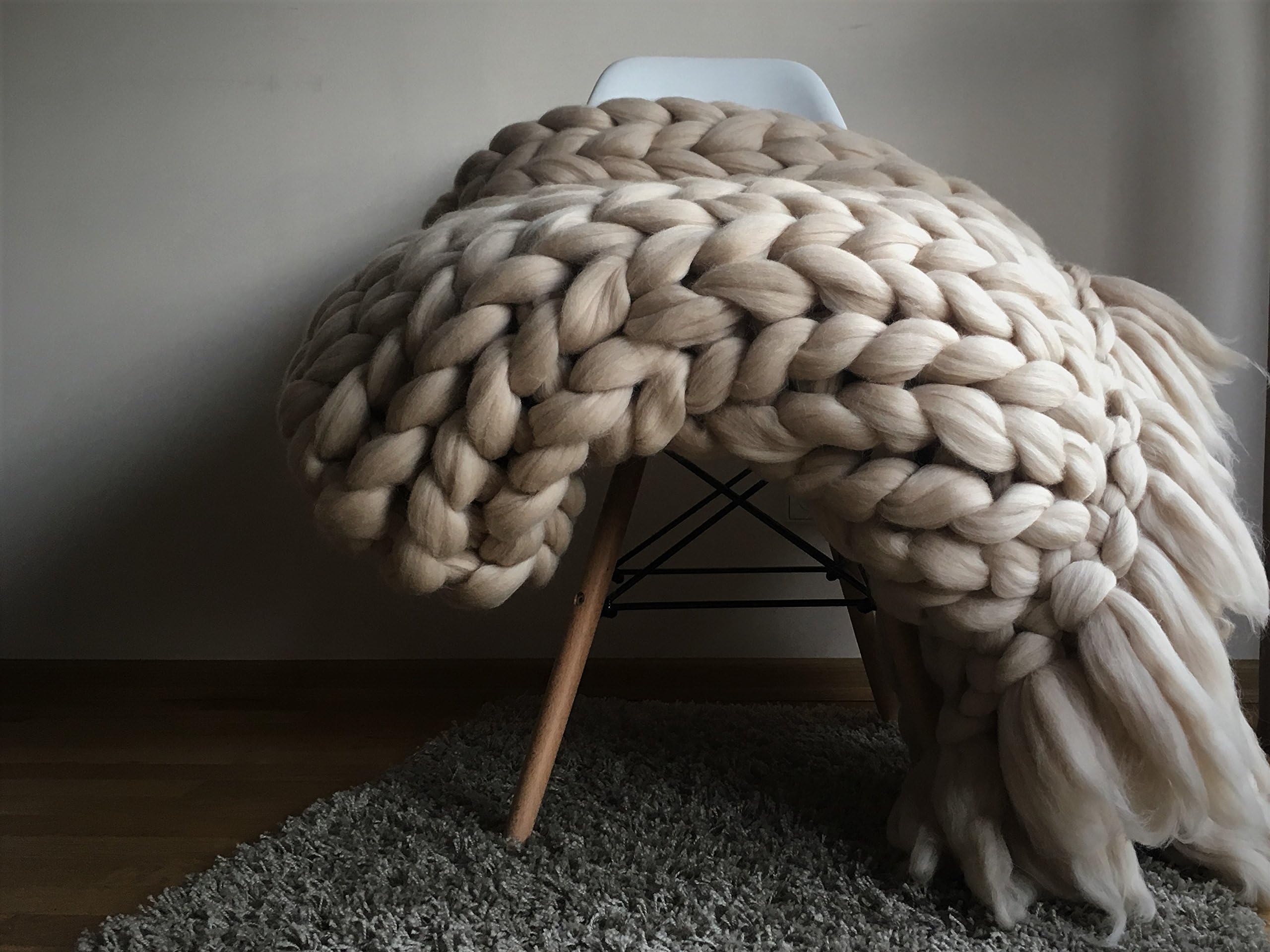 Merino throw, Chunky blanket, Blanket with tassels, Throw, Wool blanket, Giant knit blanket, Rectangular pattern, Arm knitting, Giant yarn, Giant knit blanket, Birthday gift