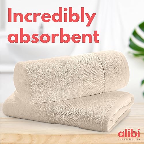 Miniatura 5 de ALIBI Juego de toallas de baño, paquete de 2 toallas de cuerpo de algodón de lujo de 30 x 56 pulgadas, suaves y absorbentes, de gran tamaño (30 x 56
