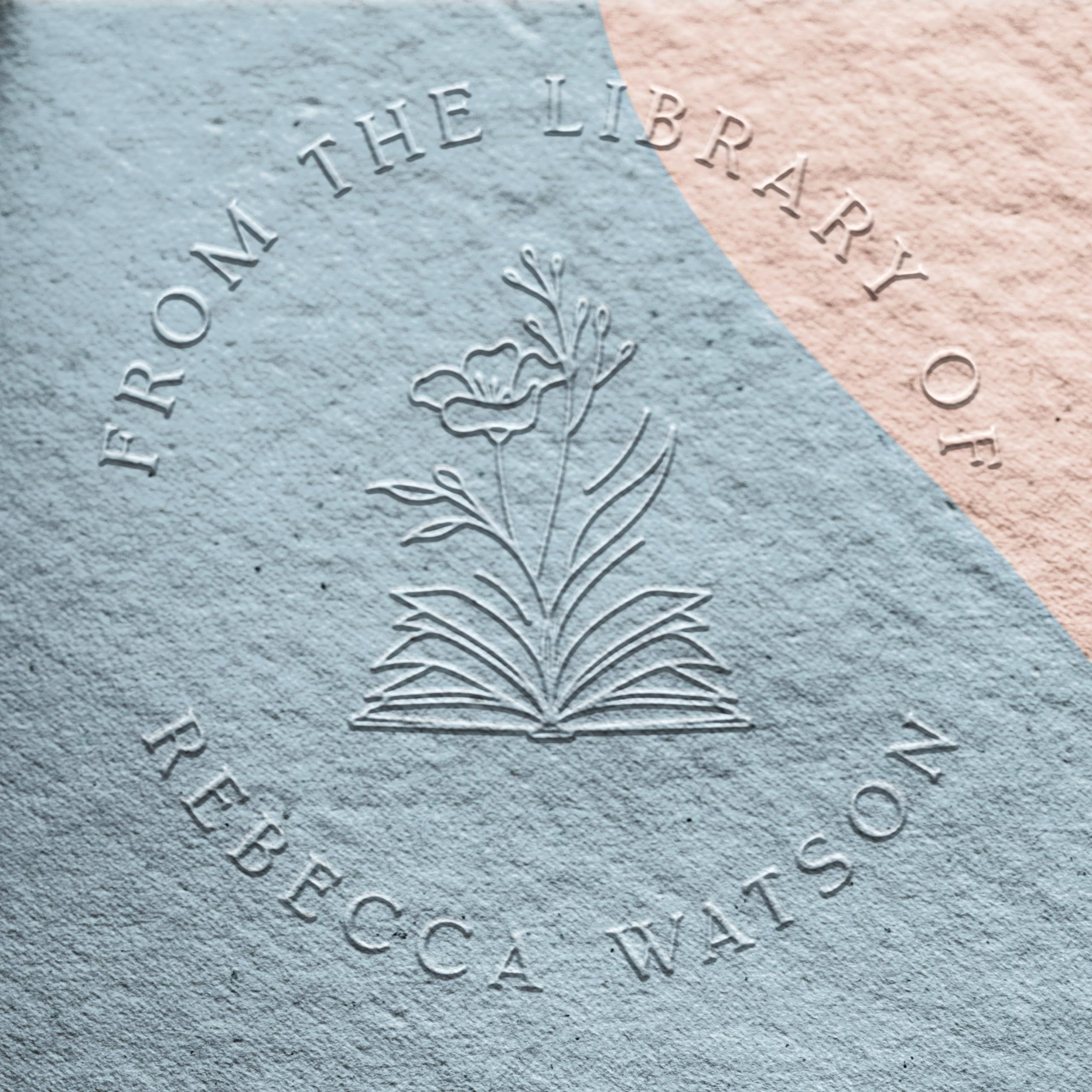 Stamp By Me - Book Embosser Personalized | Ex Libris from The Library of | Floral Design Stamp Personalized | Custom Library Stamp | Book Embosser