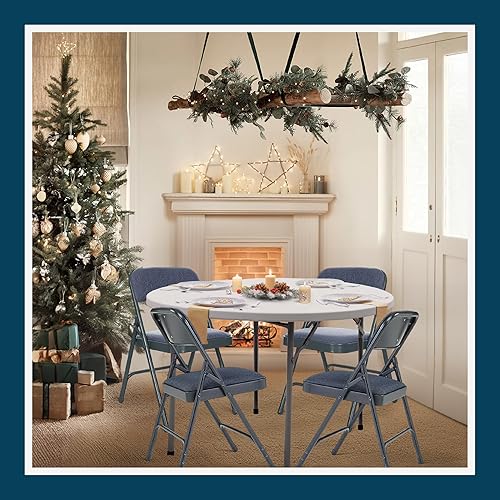 Miniatura 13 de OEF Furnishings Serie OEF2200 - Sillas plegables de doble bisagra acolchadas de tela de alta calidad para servicio pesado (paquete de 4, azul