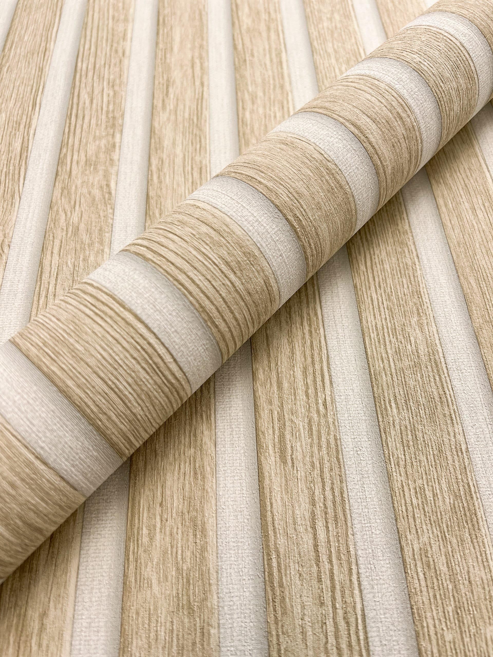 Newroom Tapete Beige Vlies Holzpaneele - Skandinavisch Modern Wandpaneele für Wohnzimmer Schlafzimmer