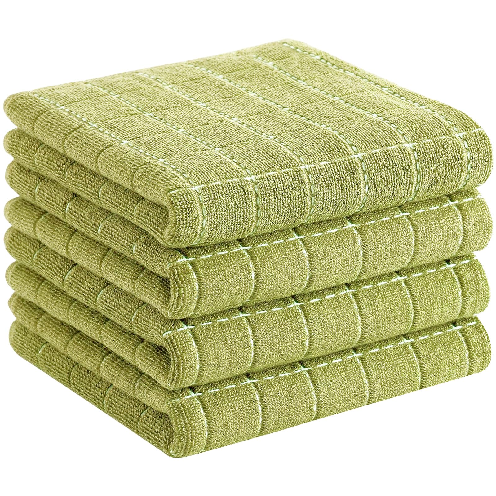 Homaxy 100% Cotton Terry Kitchen Towels, 4 Pack, Sage Green | Ultra Soft and Absorbent Dish Towels for Kitchen, Suitable for Drying and Washing Dishes