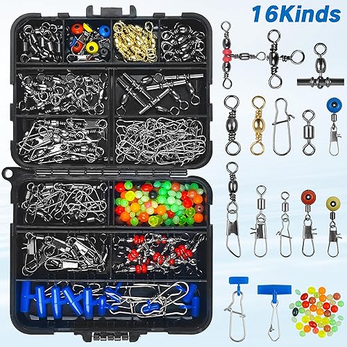 Miniatura 15 de SILANON Fishing Swivels Tackle Kit, 174pcs Include Barrel Swivels,Sinker Slides,3 Way Swivels,Duo Lock Snaps,Barrel Snap Swivels Fishing Tackle Box