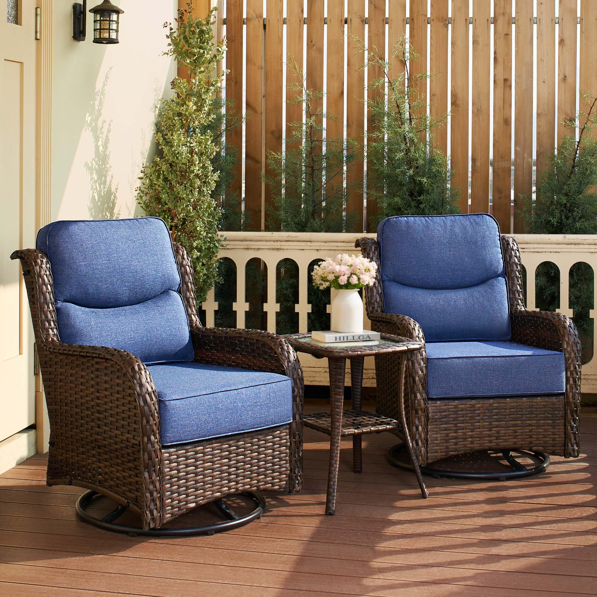 HILLGA Luxury Outdoor Patio Furniture Set with 6-Inch Thick Cushions