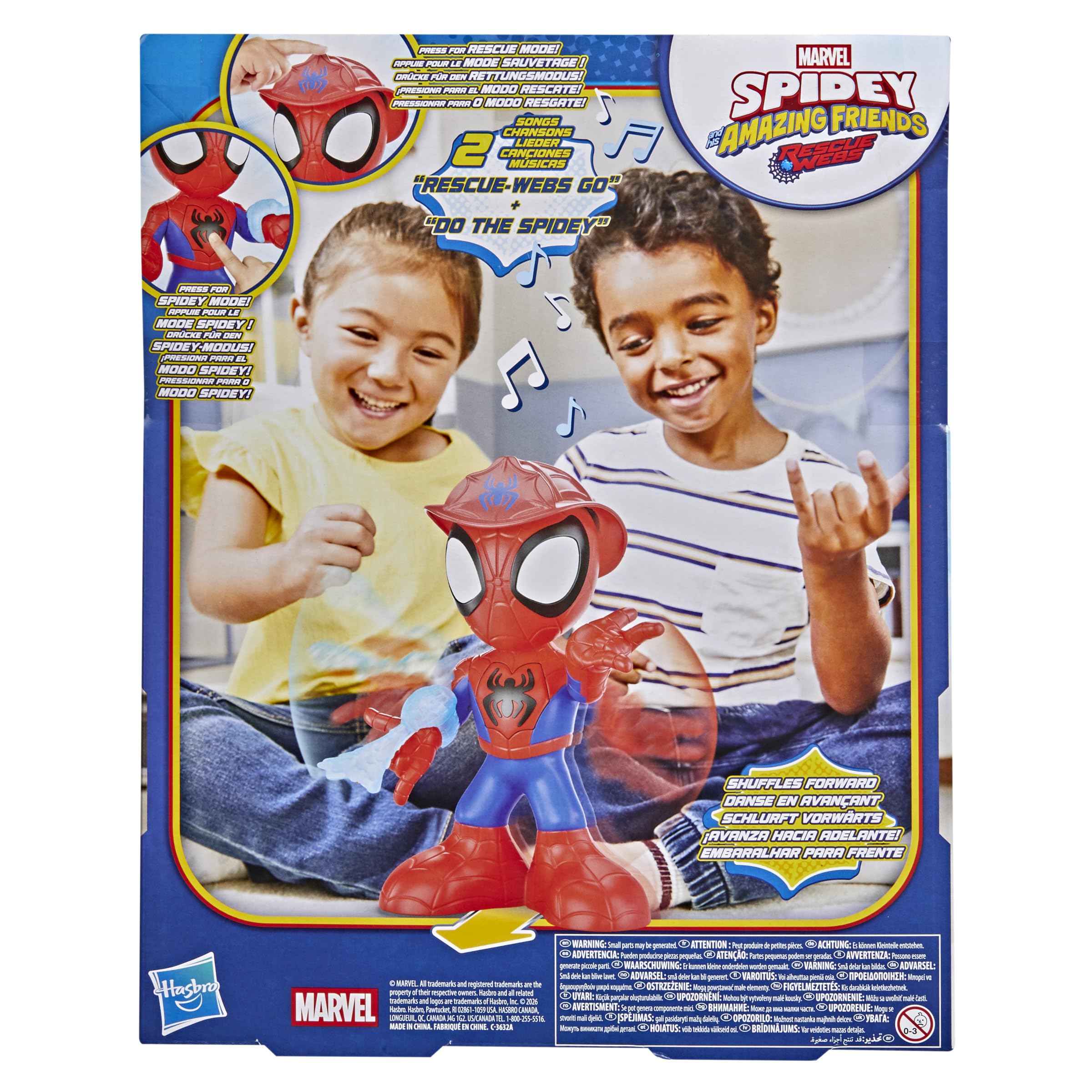 Marvel, Spidey and His Amazing Friends, Spidey Baila y Rescata, Juguete electrónico de 25 cm con Sonidos y 2 Canciones, Juguetes y Figuras de superhéroes, A Partir de 3 años - Versión en inglés