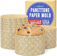 Vista 12 de Molde de papel para panettone premium mediano - 18 oz Molde desechable para panettone de 5 pulgadas 500 g - 12 unidades de formas para hornear paska