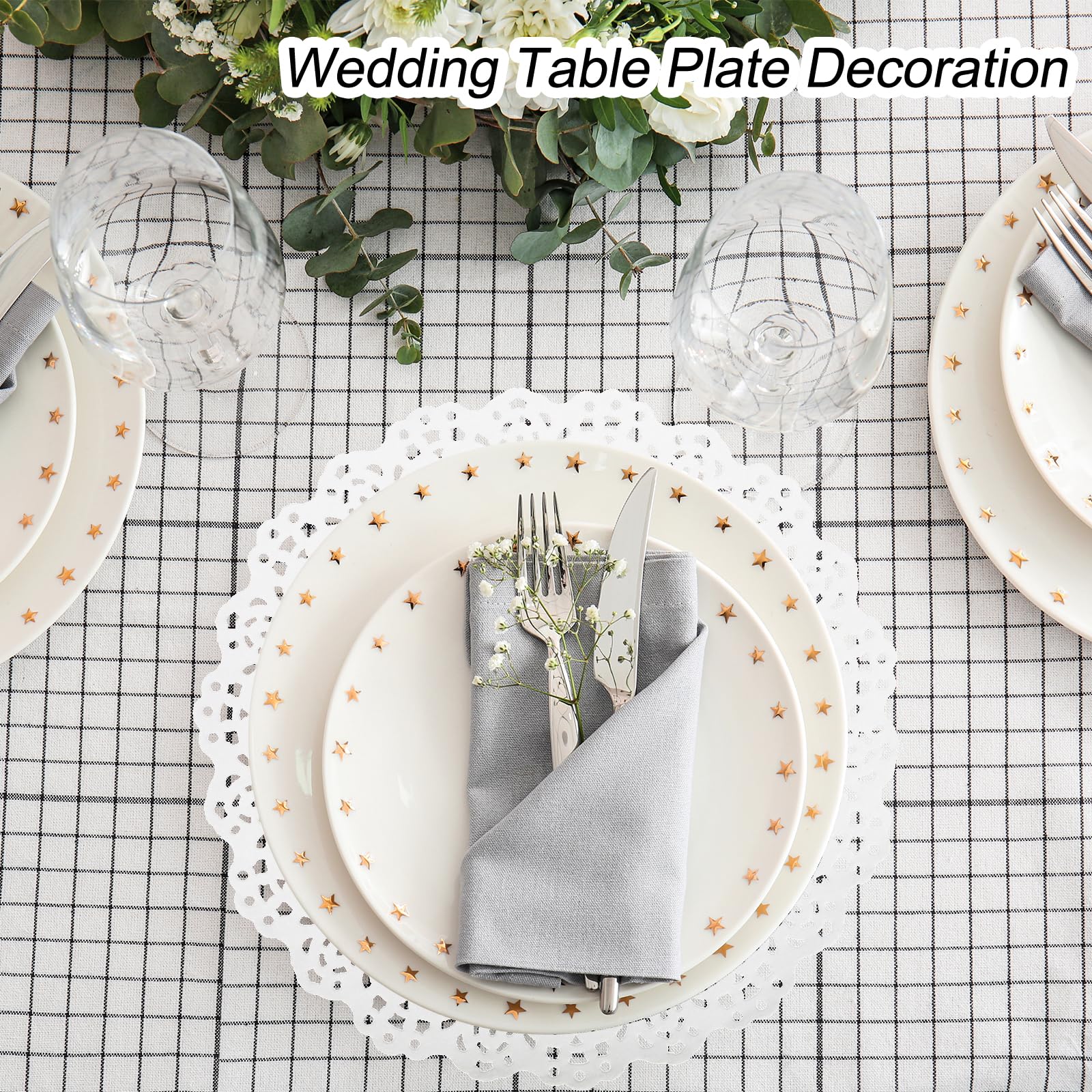 QUARKZMAN 500 Pezzi Centrini Di Carta Bianchi 9.5 Pollici Rotondi Centrini Tavola Per Matrimonio Compleanno Decorazione
