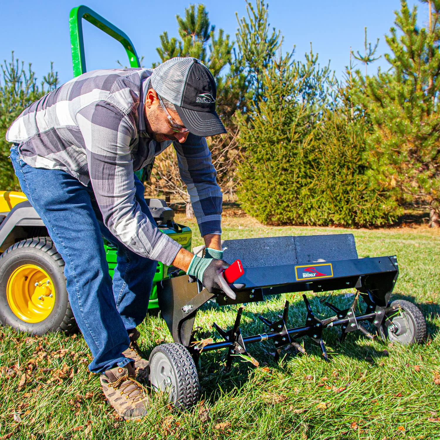 Brinly PA-42BH-A Tow Behind Plug Aerator with Folding Easy-Store Tow Bar, 42"