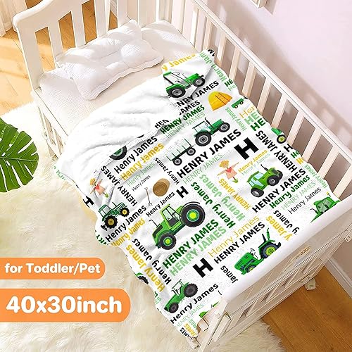 Miniatura 2 de Manta personalizada de camión tractor para niños y niñas, mantas de franela de construcción, con nombre, súper suaves y ligeras, para decoración. de