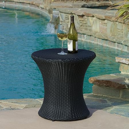 Christopher Knight Home Adriana Outdoor PE Wicker Accent Table, Black