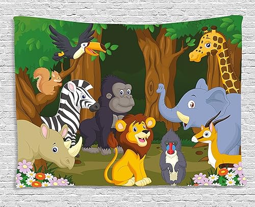 Miniatura 80 de Ambesonne Tapiz de fiesta de los años 70, caja retro en arte pop, música de baile, composición colorida impresa, para colgar en la pared para